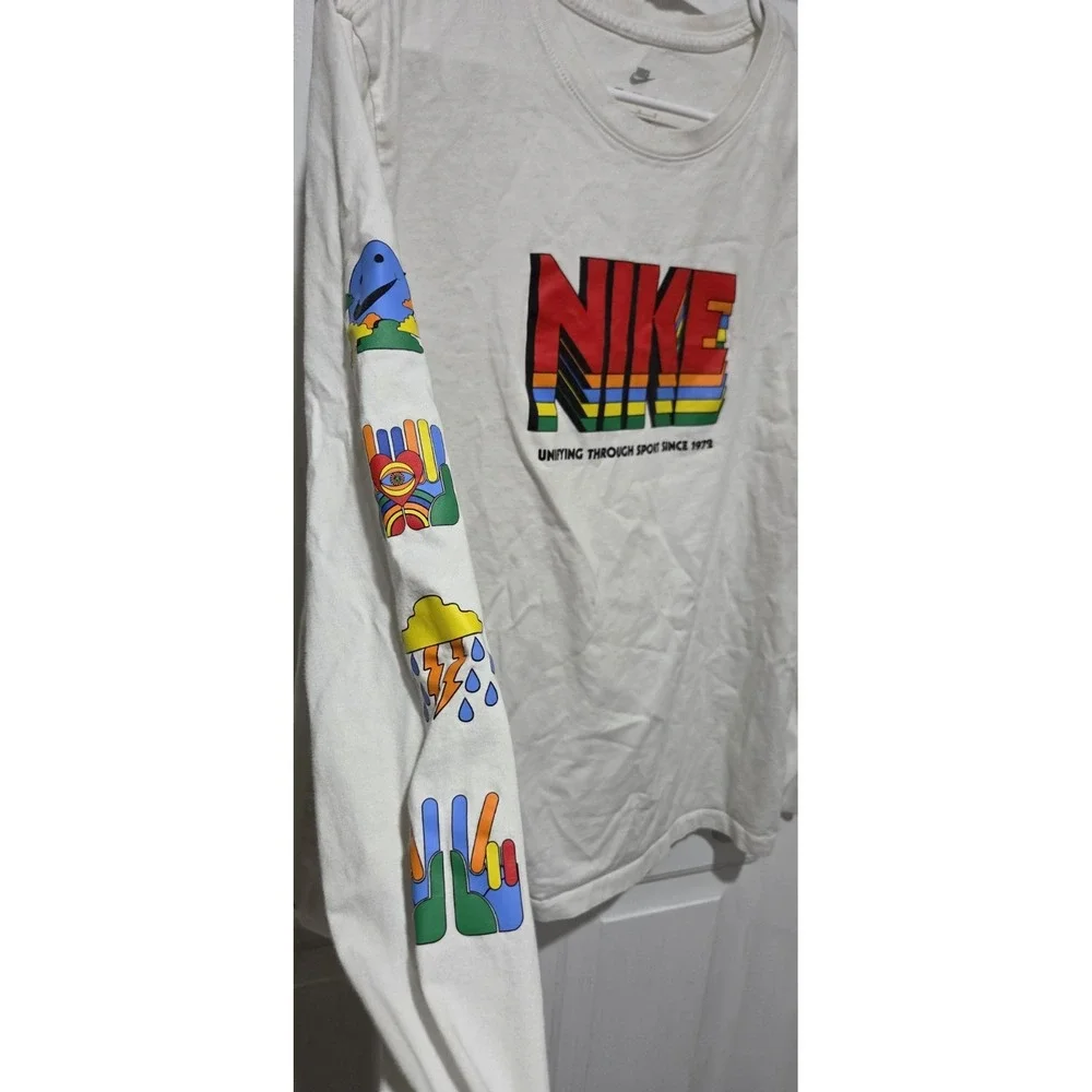 Nike Tee White Long Sleeve Shirt Unifying Through Sports Equality Men L